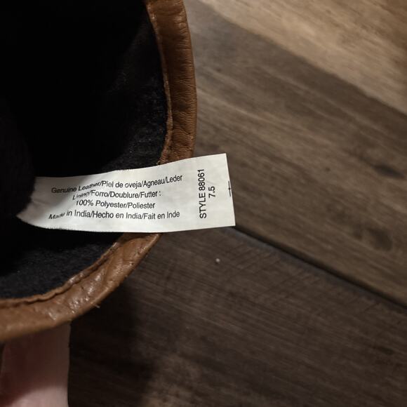 Aris 115 Genuine Leather Polyester Lined Brown Gloves Women's 7.5 Isotoner - Picture 3 of 4